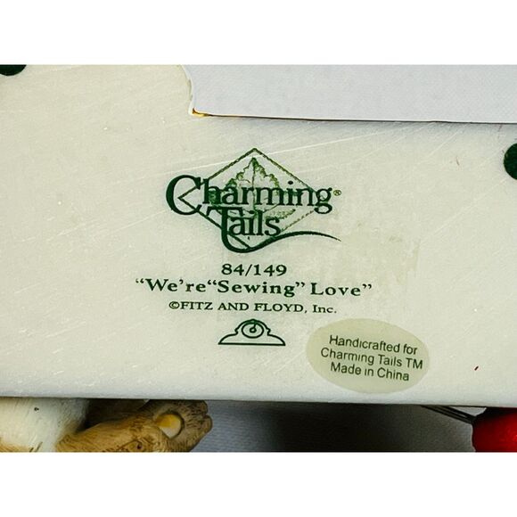 Charming Tails Fitz & Floyd We're Sewing Love Mouse Sewing Machine 84/149 - Picture 6 of 7